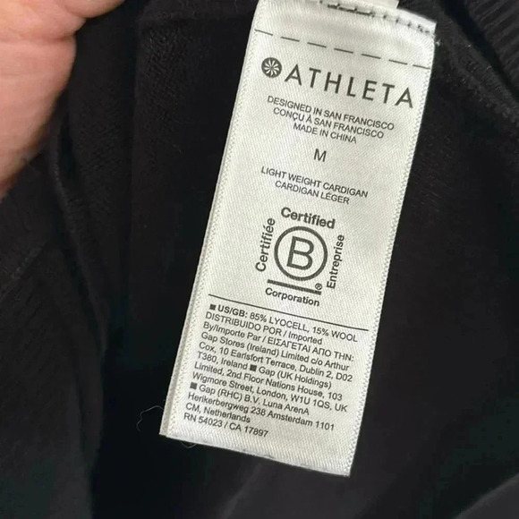 Athleta Black Light Weight Cardigan V Neck - Size M - Picture 5 of 7